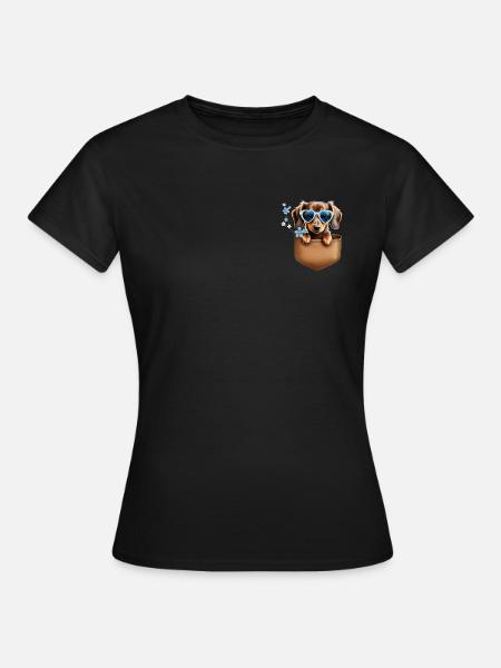 Sac de poitrine teckel - T-shirt Femme - noir