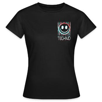 Techno Musique Visage Disque phonographe DJ Smile EDM - T-shirt Femme - noir - Devant - AI Model Female 172 dark (172cm)