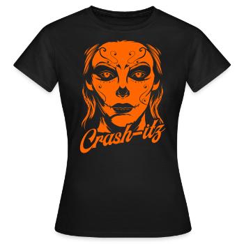Design avant La Muerta fait à la main par Crashitz - T-shirt Femme - noir - Devant - AI Model Female 172 dark (172cm)