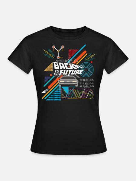 Zurück In Die Zukunft Logo Zeitmaschine Delorean - Dame-T-shirt - sort