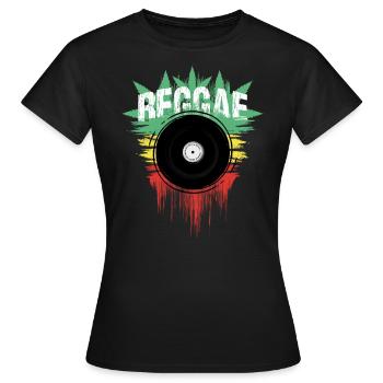 Musique Reggae Vinyle et Couleurs Vert Jaune Rouge - T-shirt Femme - noir - Devant - AI Model Female 172 dark (172cm)