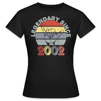 2002| Vintage Legendary seit 2002 Jubiläum - Frauen T-Shirt - Schwarz - Vorne - AI Model Female 172 dark (172cm)