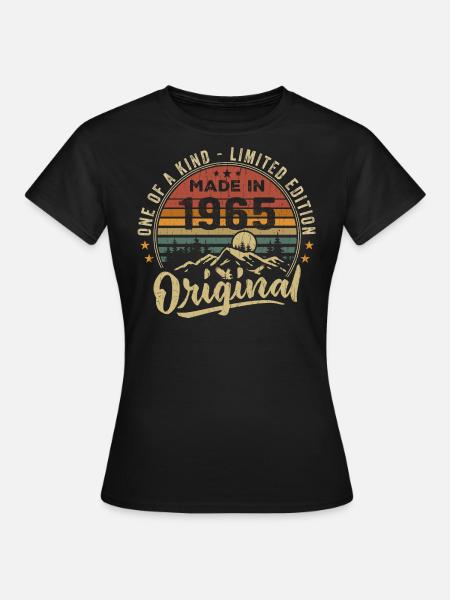 Né 1965 Original Retro Vintage Anniversaire 1965 - Dame-T-shirt - sort