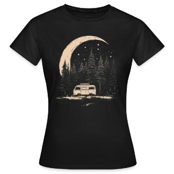 Camper Mond Wald - Frauen T-Shirt - Schwarz - Vorne - AI Model Female 172 dark (172cm)