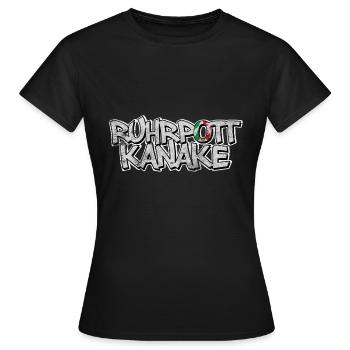 Ruhrpott Kanake mit NRW Logo - Frauen T-Shirt - Schwarz - Vorne - AI Model Female 172 dark (172cm)