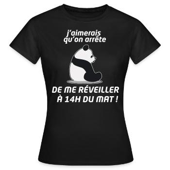 Réveil 14h du mat - T-shirt Femme - noir - Devant - AI Model Female 172 dark (172cm)