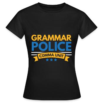 Grammaire Police Comma Unit Professeur d’anglais Sc - T-shirt Femme - noir - Devant - AI Model Female 172 dark (172cm)