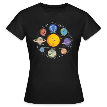 Sonnensystem Planeten - Galaxy Spaceman Geschenk - Frauen T-Shirt - Schwarz - Vorne - AI Model Female 172 dark (172cm)