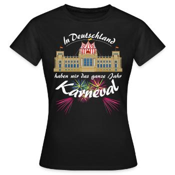 Karneval im Bundestag Zirkus Politik in Berlin - Frauen T-Shirt - Schwarz - Vorne - AI Model Female 172 dark (172cm)