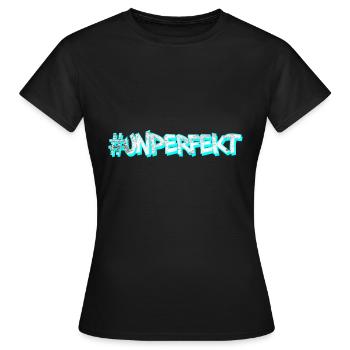 #unperfekt - nicht perfekt cyan - Frauen T-Shirt - Schwarz - Vorne - AI Model Female 172 dark (172cm)