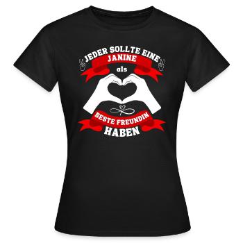 Beste Freundin Janine - Frauen T-Shirt - Schwarz - Vorne - AI Model Female 172 dark (172cm)