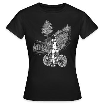 Chemise de cyclisme respectueuse de l’environnement avec un design comique. - T-shirt Femme - noir - Devant - AI Model Female 172 dark (172cm)