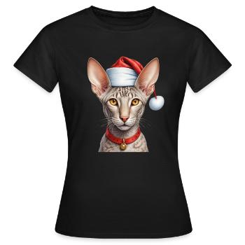 Weihnachten orientalische Kurzhaarkatze - Frauen T-Shirt - Schwarz - Vorne - AI Model Female 172 dark (172cm)