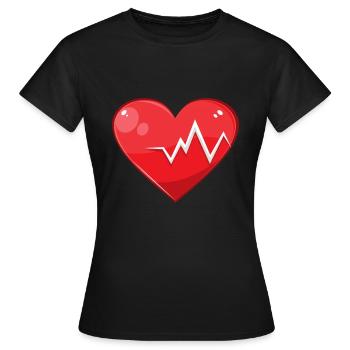 Heart heartbeat heart line - Women's T-Shirt - black - Front - AI Model Female 172 dark (172cm)