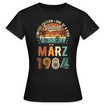 Limited Edition Vintage März 1984 - Frauen T-Shirt - Schwarz - Vorne - AI Model Female 172 dark (172cm)