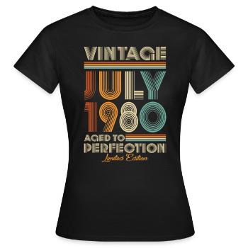 Vintage Aged To Perfection July 1980 - Frauen T-Shirt - Schwarz - Vorne - AI Model Female 172 dark (172cm)