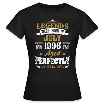 Geboren juli 1996 Legends verjaardagscadeau - Vrouwen T-shirt - zwart - Voor - AI Model Female 172 dark (172cm)