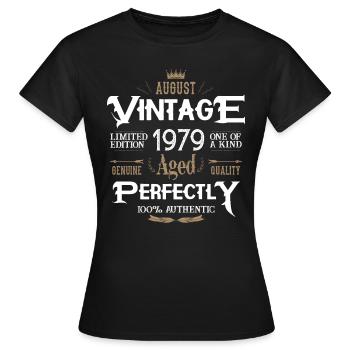 August 1979 geboren Legenden Geburtstag - Frauen T-Shirt - Schwarz - Vorne - AI Model Female 172 dark (172cm)