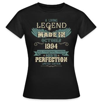 Octobre 1994 Vintage Anniversaire - T-shirt Femme - noir - Devant - AI Model Female 172 dark (172cm)
