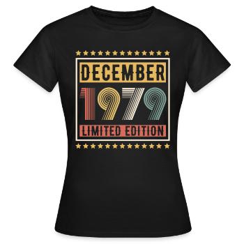 Millésime Décembre 1979 Edition Limitée Anniversaire - T-shirt Femme - noir - Devant - AI Model Female 172 dark (172cm)