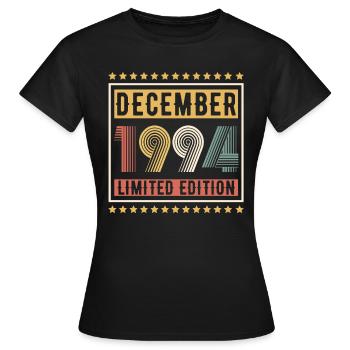 Millésime Décembre 1994 Edition Limitée Anniversaire - T-shirt Femme - noir - Devant - AI Model Female 172 dark (172cm)