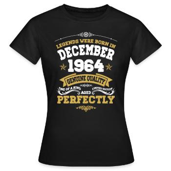 Millésime vieilli parfaitement décembre 1964 - T-shirt Femme - noir - Devant - AI Model Female 172 dark (172cm)