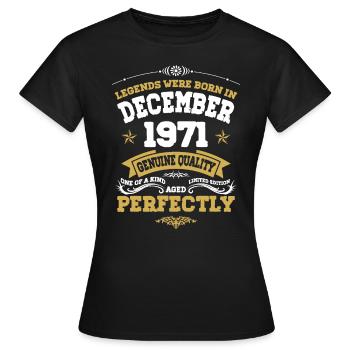Millésime Vieilli parfaitement Décembre 1971 - T-shirt Femme - noir - Devant - AI Model Female 172 dark (172cm)