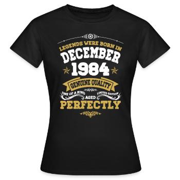 Millésime parfaitement vieilli décembre 1984 - T-shirt Femme - noir - Devant - AI Model Female 172 dark (172cm)