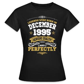Millésime vieilli parfaitement décembre 1995 - T-shirt Femme - noir - Devant - AI Model Female 172 dark (172cm)