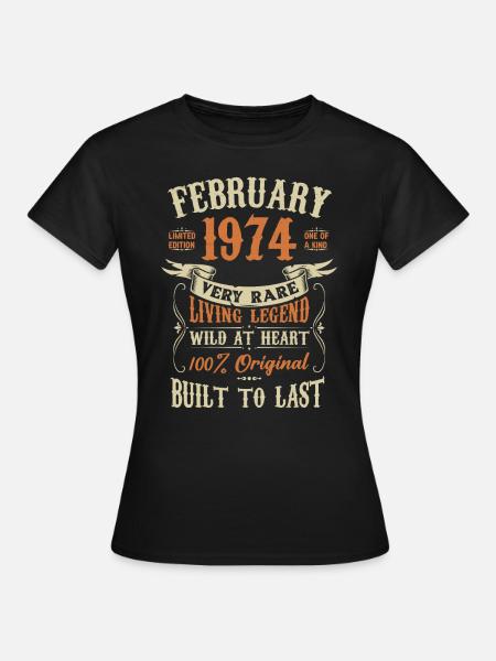 Februar 1974 Geburtstagsgeschenk - Dame-T-shirt - sort