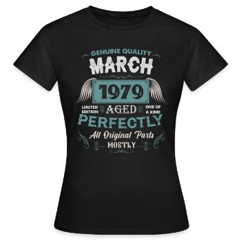 März 1979 Vintage Geburtstag Geschenk - Frauen T-Shirt - Schwarz - Vorne - AI Model Female 172 dark (172cm)