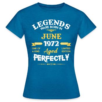Vintage Aged To Perfection June 1972 - Women's T-Shirt - antique blue sapphire heather - Front - AI Model Female 172 dark (172cm)