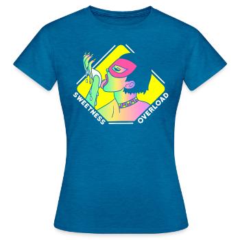 EROTIC SEXY GIRL SWEETNESS OVERLOAD - Frauen T-Shirt - Antikblaues Saphir meliert - Vorne - AI Model Female 172 dark (172cm)