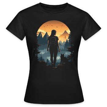 Wandern mit Hund - Frauen T-Shirt - Schwarz - Vorne - AI Model Female 172 dark (172cm)