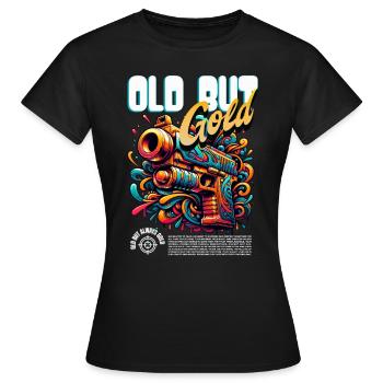 Vieux mais doré avec un pistolet amusant coloré - T-shirt Femme - noir - Devant - AI Model Female 172 dark (172cm)