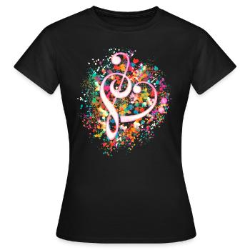 Musique coeur clé de musique danse Fête de la fête - T-shirt Femme - noir - Devant - AI Model Female 172 dark (172cm)