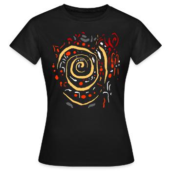 Kunst Spirale Indianer Muster ABSTRAKT Jugendstil - Frauen T-Shirt - Schwarz - Vorne - AI Model Female 172 dark (172cm)