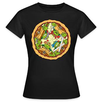 Teenage Mutant Ninja Turtles Pizza Logo - Frauen T-Shirt - Schwarz - Vorne - AI Model Female 172 dark (172cm)
