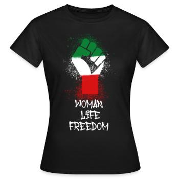 woman life freedom, faust,iran,flagge - Frauen T-Shirt - Schwarz - Vorne - AI Model Female 172 dark (172cm)