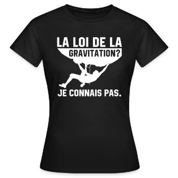 la loi de la gravitation je connais pas - T-shirt Femme - noir - Devant - AI Model Female 172 dark (172cm)