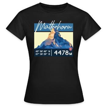 Matterhorn Zermatt Schweizer Berg Retro Low Poly - Frauen T-Shirt - Schwarz - Vorne - AI Model Female 172 dark (172cm)