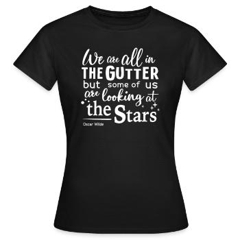 Oscar Wilde dans la gouttière en regardant les étoiles - T-shirt Femme - noir - Devant - AI Model Female 172 dark (172cm)