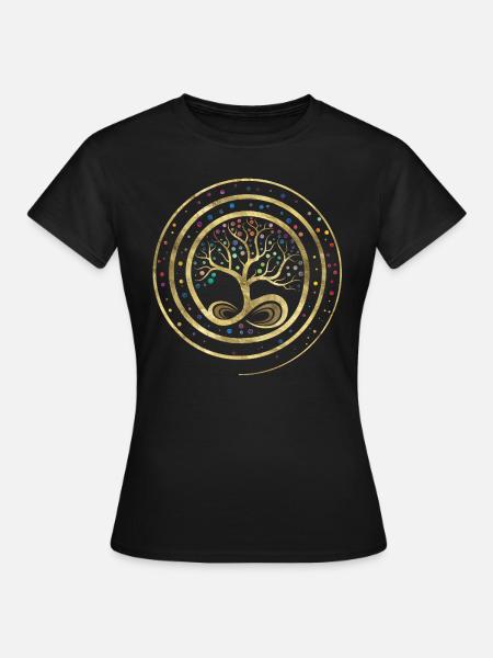 Baum des Lebens - Unendlichkeit Spirale - Frauen T-Shirt - Schwarz