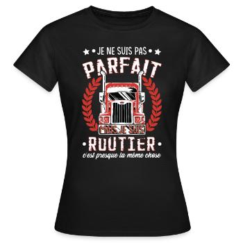 Camion | Camionneur | Poids Lourd | Routier - T-shirt Femme - noir - Devant - AI Model Female 172 dark (172cm)