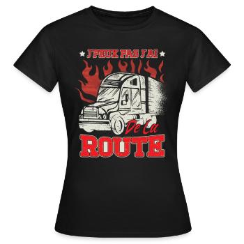 Routier Poids Lourd Chauffeur Conducteur - T-shirt Femme - noir - Devant - AI Model Female 172 dark (172cm)