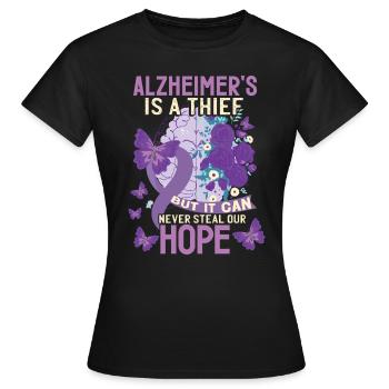 Alzheimer ist ein Dieb - Frauen T-Shirt - Schwarz - Vorne - AI Model Female 172 dark (172cm)