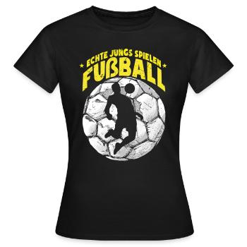Echte Jungs Spielen Fußball Fußballspieler - Frauen T-Shirt - Schwarz - Vorne - AI Model Female 172 dark (172cm)