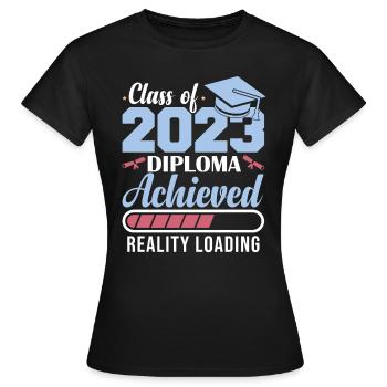 Diplôme de la promotion 2023 obtenu - T-shirt Femme - noir - Devant - AI Model Female 172 dark (172cm)