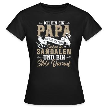 Ich bin der Papa mit Socken in Sandalen - Frauen T-Shirt - Schwarz - Vorne - AI Model Female 172 dark (172cm)