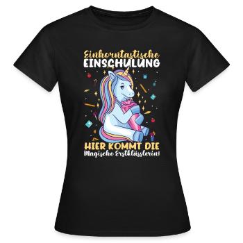 Erste Klasse Einhorn Grundschule - Frauen T-Shirt - Schwarz - Vorne - AI Model Female 172 dark (172cm)